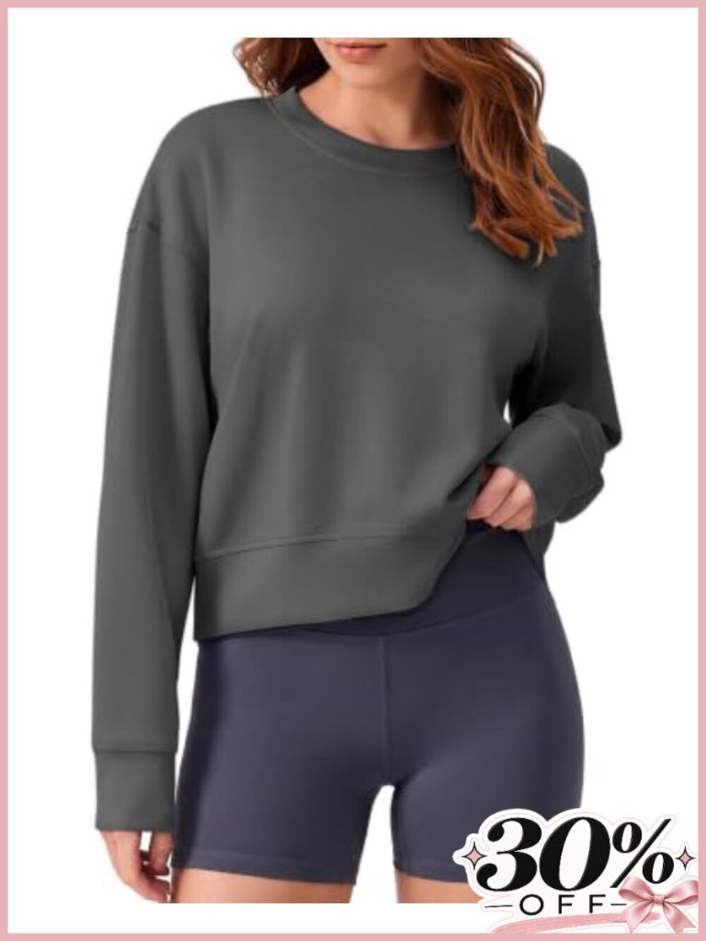Cropped Sweatshirt Crew Neck Long Sleeve Pullover Athleisure Top